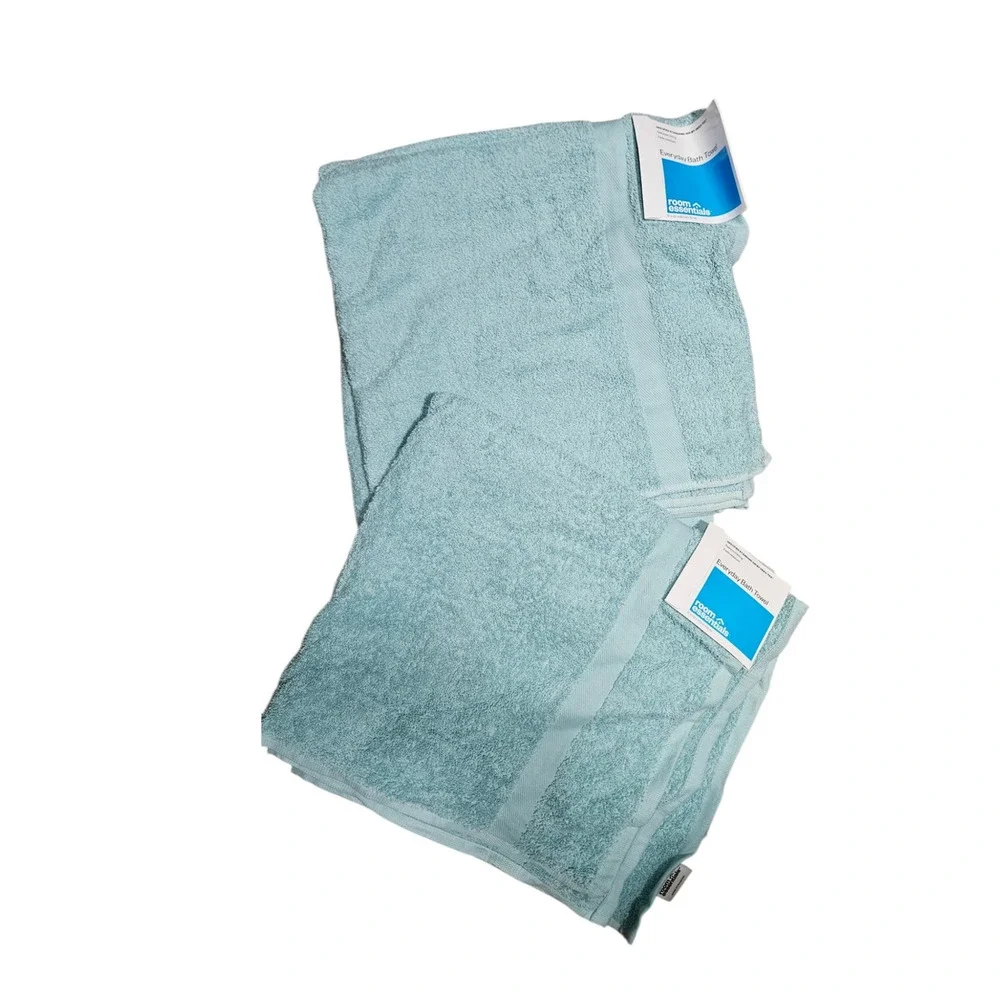 Room Essentials Everyday Bath Towel Okeo-Tex  27x52 Aqua Mint Set of 2 NWT